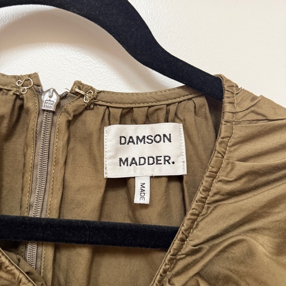 Damson Madder Hadley Blouse Olive Cotton Satin - Picture 4 of 8